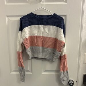 Hollister Light Gray/Pink/Blue Ribbed Sweater
